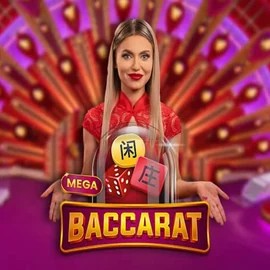 Mega Baccarat slot logo by Pragmatic Play at Dragonia Casino